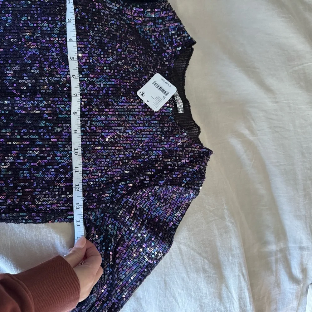 NWT Free People Women's Gold Rush Long Sleeve Top in black